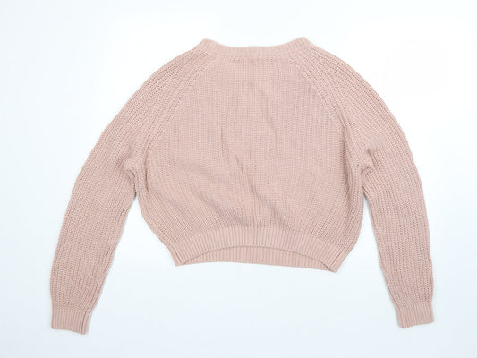 Divided Womens Pink Roll Neck Cotton Pullover Jumper Size M