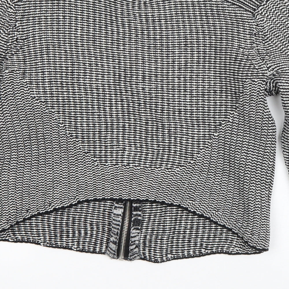 H&M Womens Black Round Neck Cotton Full Zip Jumper Size M