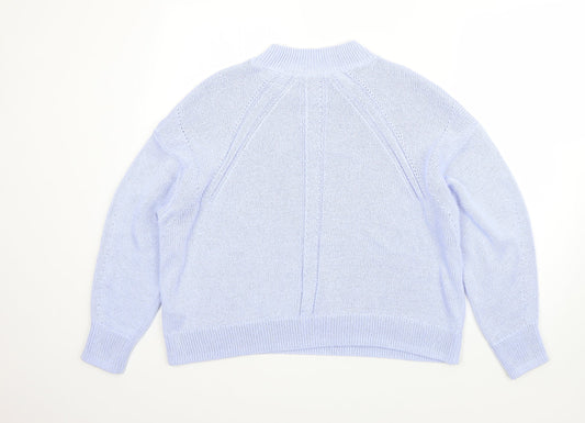 M&S Womens Blue High Neck Acrylic Pullover Jumper Size M