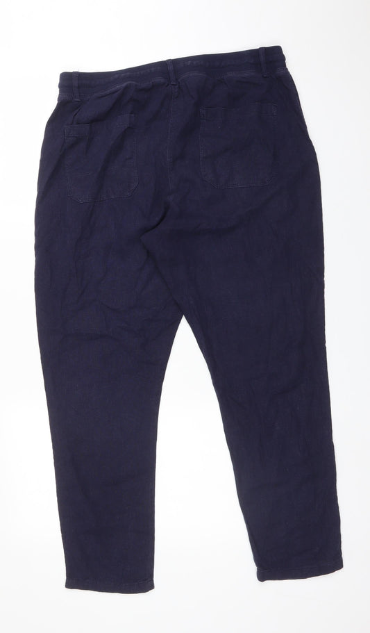 M&S Womens Blue Viscose Bloomer Trousers Size 14 L27 in Regular