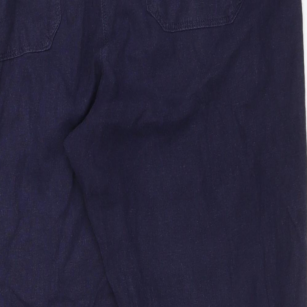 M&S Womens Blue Viscose Bloomer Trousers Size 14 L27 in Regular