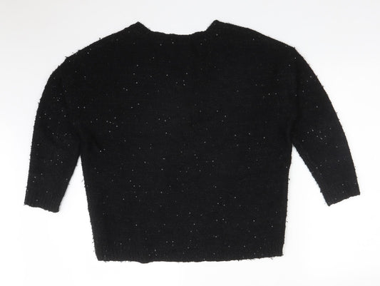 M&S Womens Black Acrylic Pullover Sweatshirt Size 12
