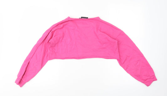 PRETTYLITTLETHING Womens Pink Cotton Pullover Sweatshirt Size 6 - Cropped