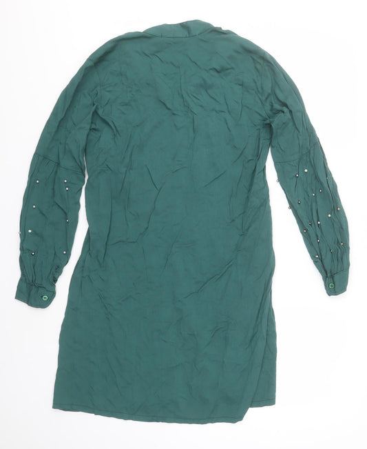 Miss Antalya Womens Grey Basic Button-Up Size 10 Collared