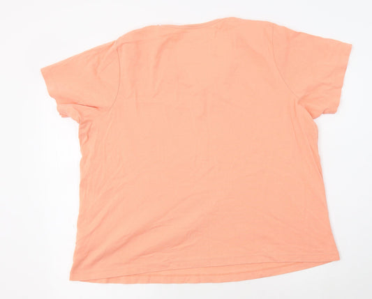 BM Womens Orange Cotton Basic Blouse Size XL V-Neck
