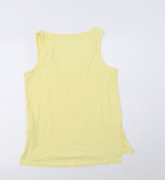 Principles Womens Yellow Cotton Basic Tank Size 10 Scoop Neck