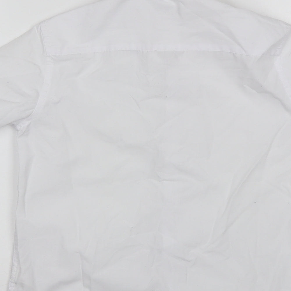 Marks and Spencer Boys White Polyester Basic Button-Up Size 8-9 Years Collared