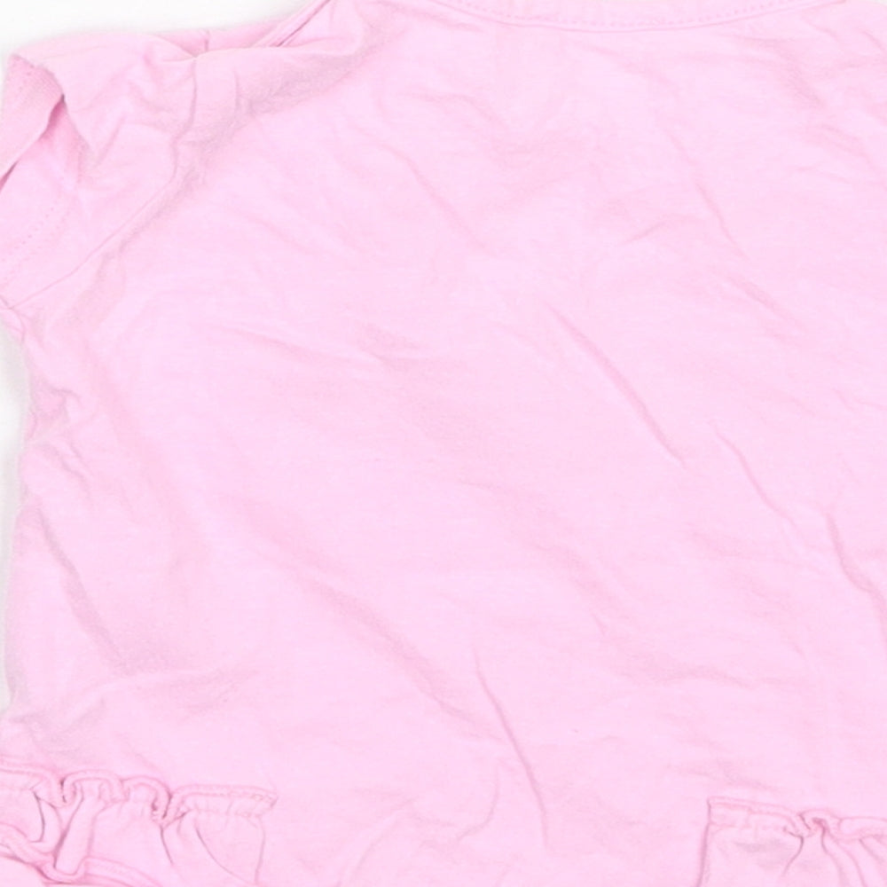Benetton Baby Pink Cotton Basic T-Shirt Size 6-9 Months Round Neck