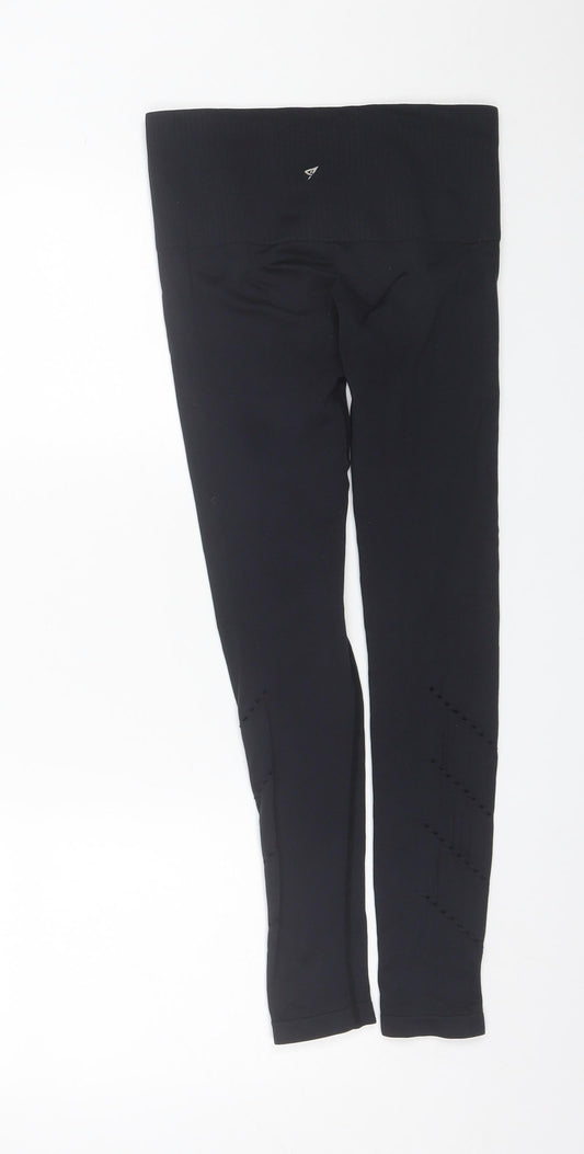 Workout Womens Black Polyamide Compression Leggings Size 4 L24 in Regular - size 4-6