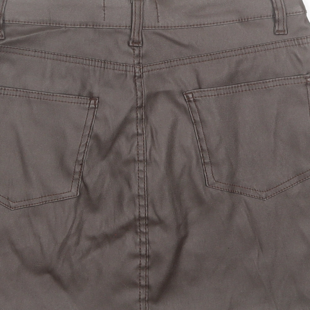Denim & Co. Womens Brown Polyester Mini Skirt Size 10