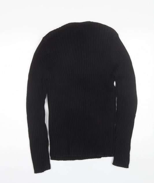 H&M Womens Black Round Neck Cotton Pullover Jumper Size M