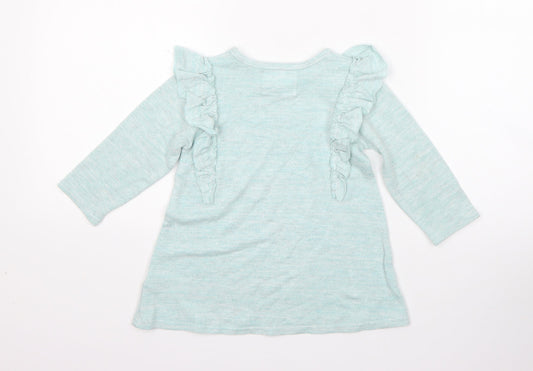 Primark Girls Green Viscose Jumper Dress Size 12-18 Months Round Neck