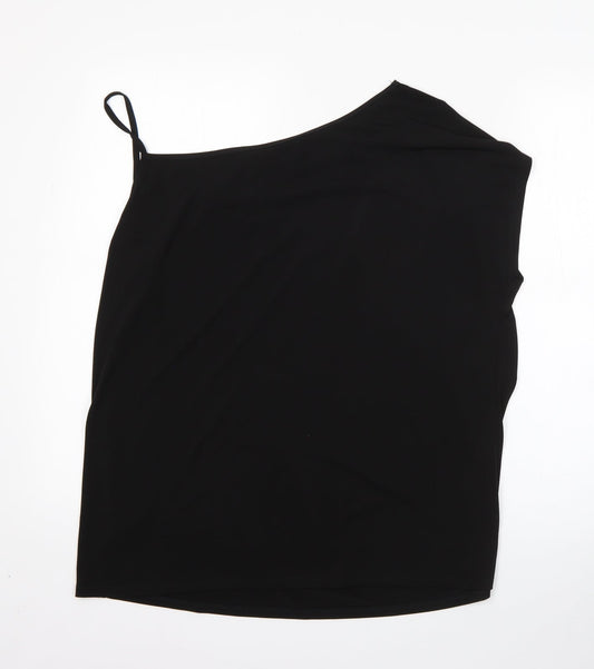 Capsule Womens Black Polyester Basic Blouse Size 16 One Shoulder