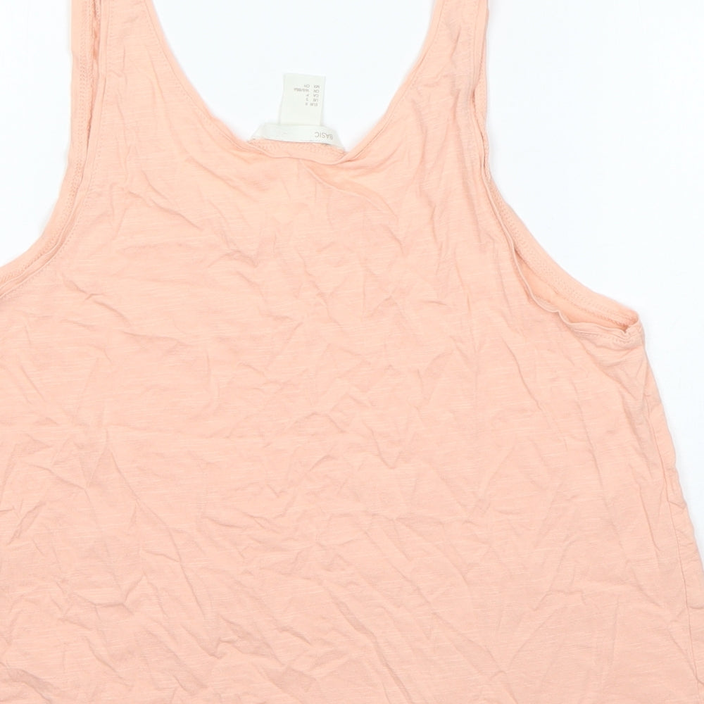 H&M Womens Orange Cotton Basic Tank Size S Round Neck