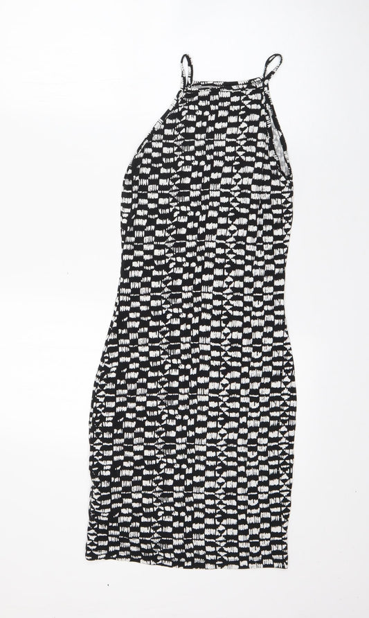 Miss Selfridge Womens Black Viscose Pencil Dress Size 8 Square Neck