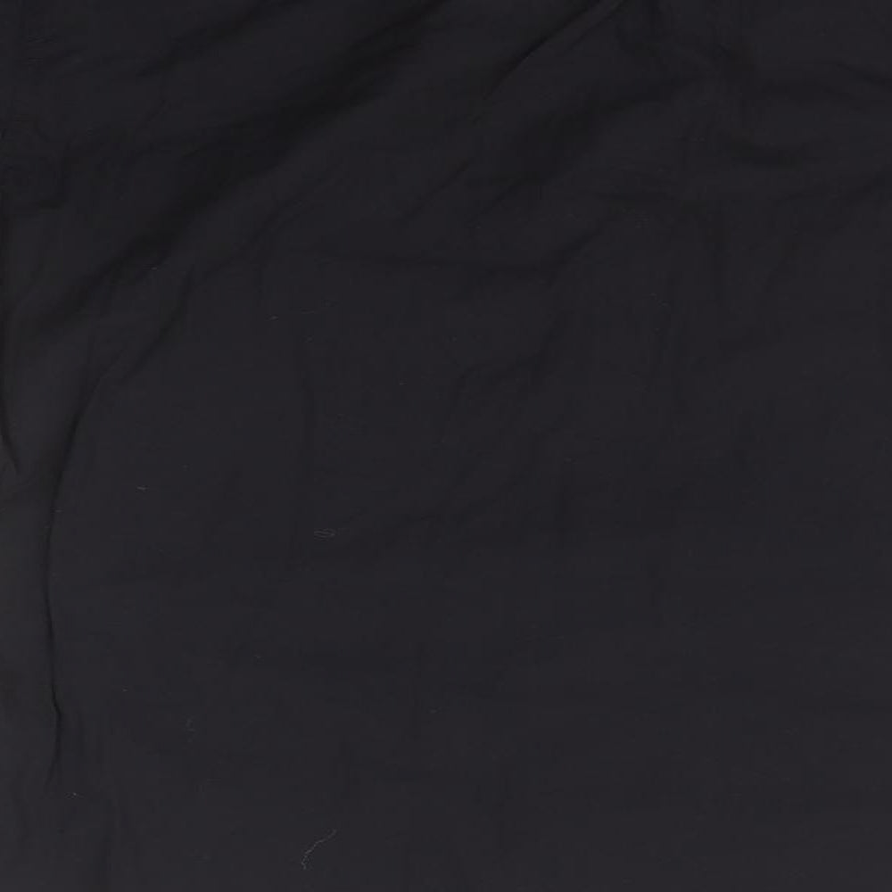 Zara Womens Black Cotton Basic Button-Up Collared