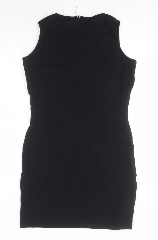 IMAGES Womens Black Nylon Pencil Dress Size 14 Round Neck