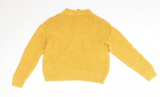 H&M Womens Yellow Round Neck Cotton Pullover Jumper Size XS