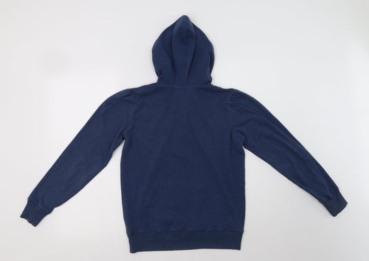 Night & Day Womens Blue Cotton Henley Hoodie Size M Button