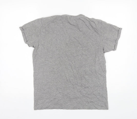 Industrialize Womens Grey Cotton Blend Basic T-Shirt Size M Round Neck