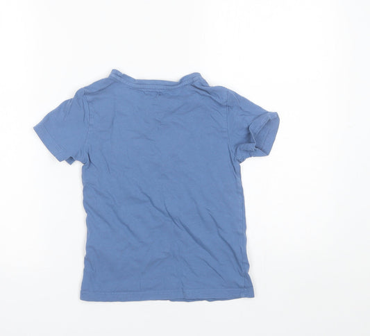 Lily&Dan Boys Blue Cotton Basic T-Shirt Size 7-8 Years Round Neck