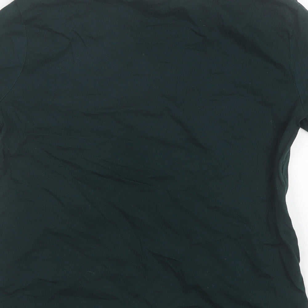 Topshop Womens Green Cotton Basic T-Shirt Size 6 Round Neck