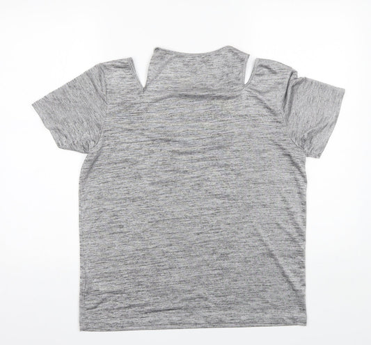 Topshop Womens Grey Polyester Basic Blouse Size 10 Round Neck