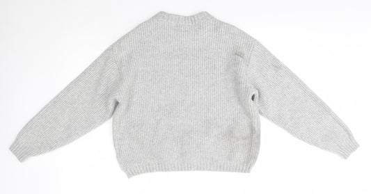 H&M Womens Grey High Neck Acrylic Pullover Jumper Size XS