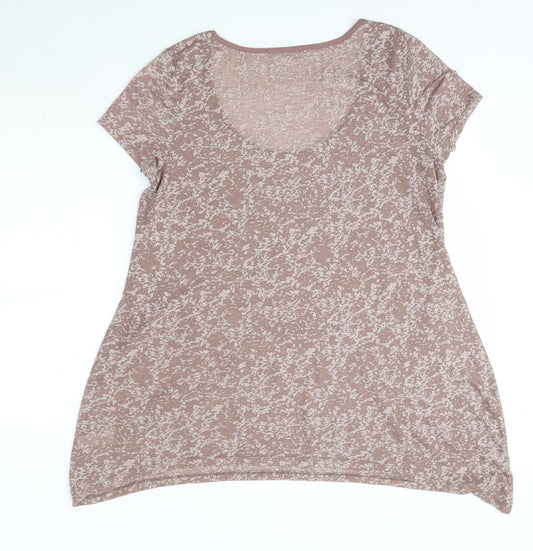 M&Co Womens Brown Polyester Basic Blouse Size XL Round Neck