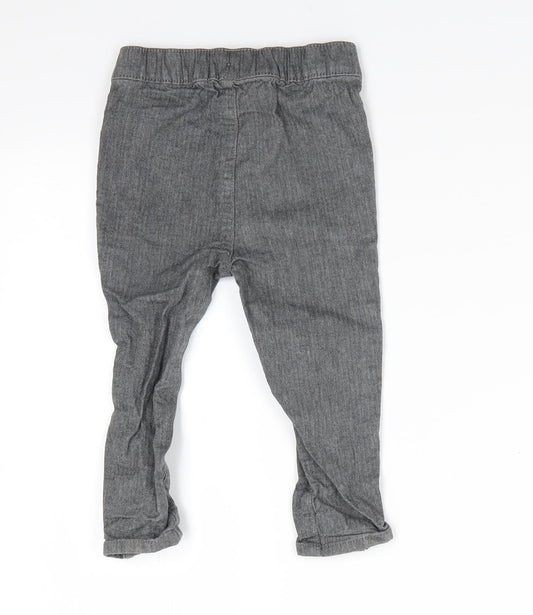 Nutmeg Boys Grey Herringbone Cotton Dungaree One-Piece Size 12-18 Months Pullover