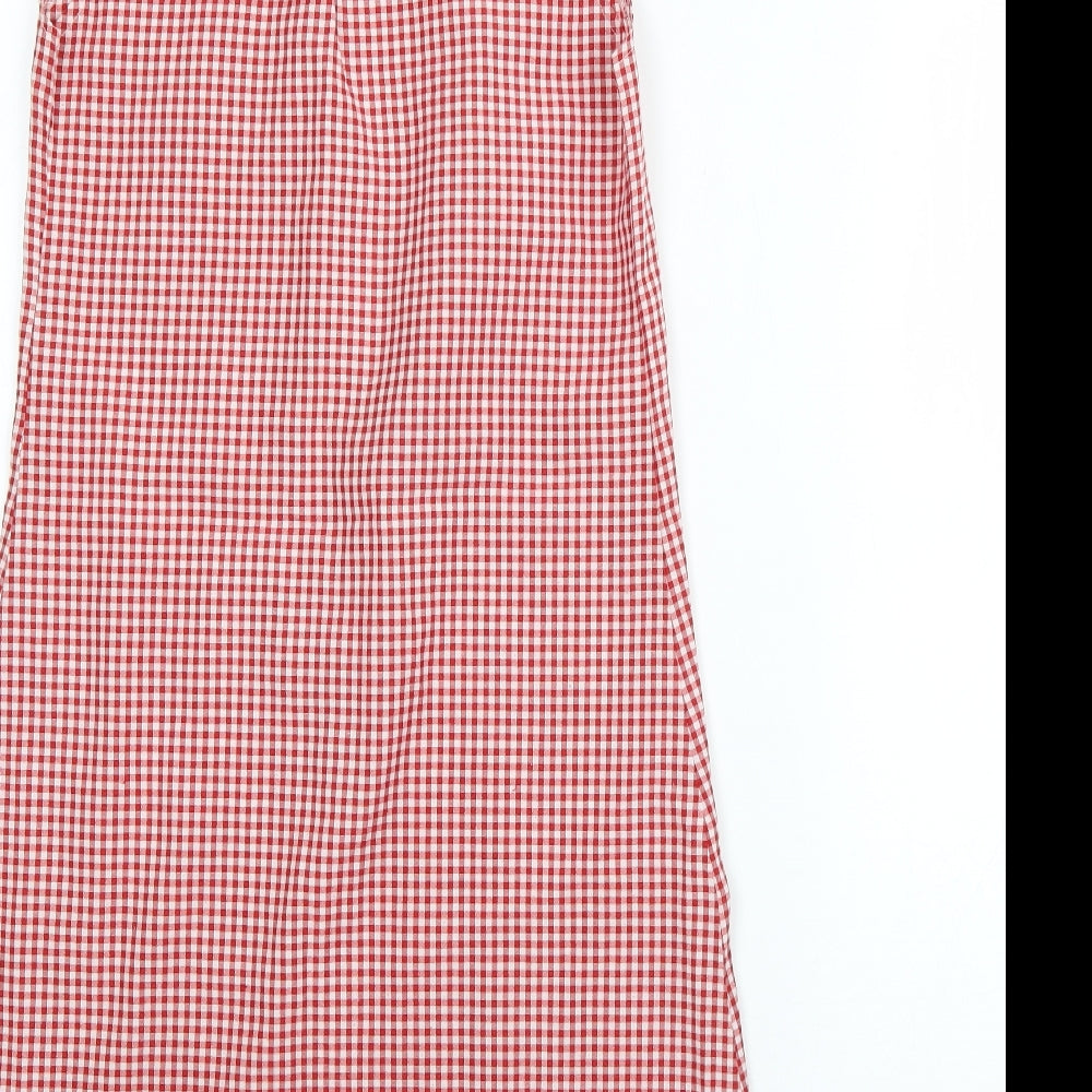 BHS Girls Red Check Polyester Shirt Dress Size 10 Years Collared