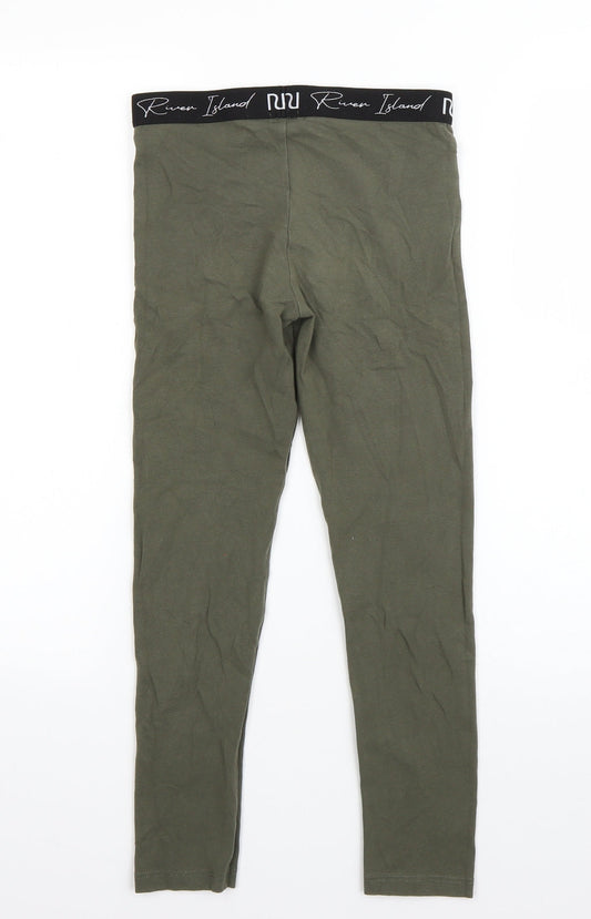 River Island Girls Green Cotton Pyjama Pants Size 9-10 Years