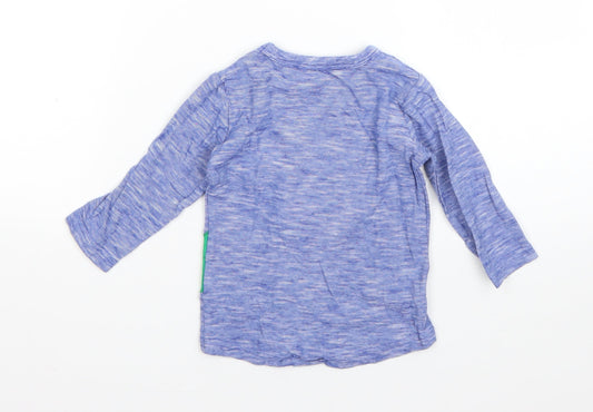 NEXT Boys Blue Cotton Basic T-Shirt Size 6-9 Months Round Neck - crocodile