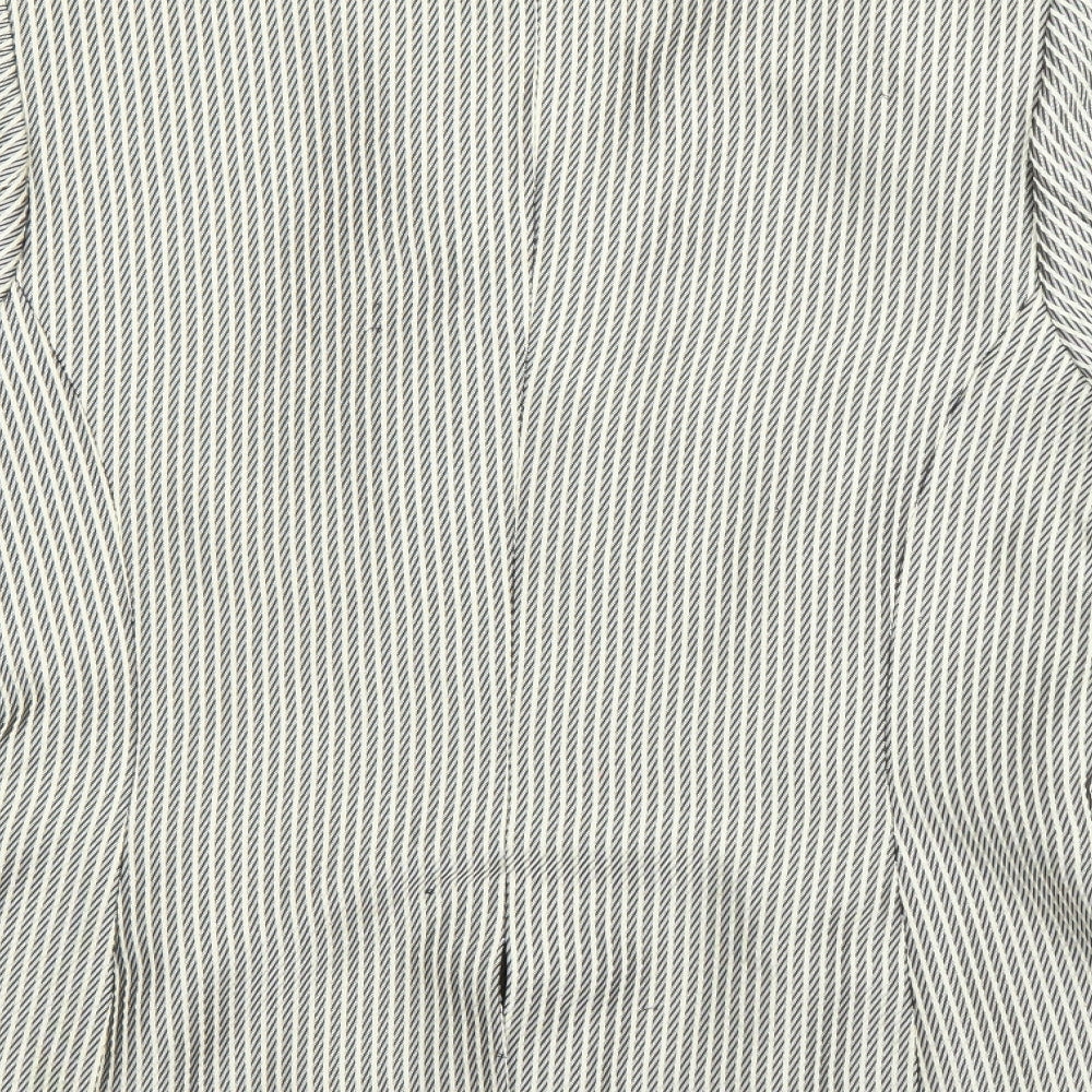 Presen Womens Beige Striped Jacket Blazer Size 12 Zip
