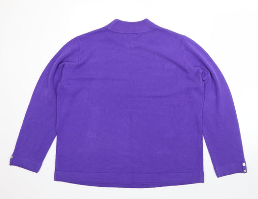 BM Womens Orange High Neck Acrylic Pullover Jumper Size L