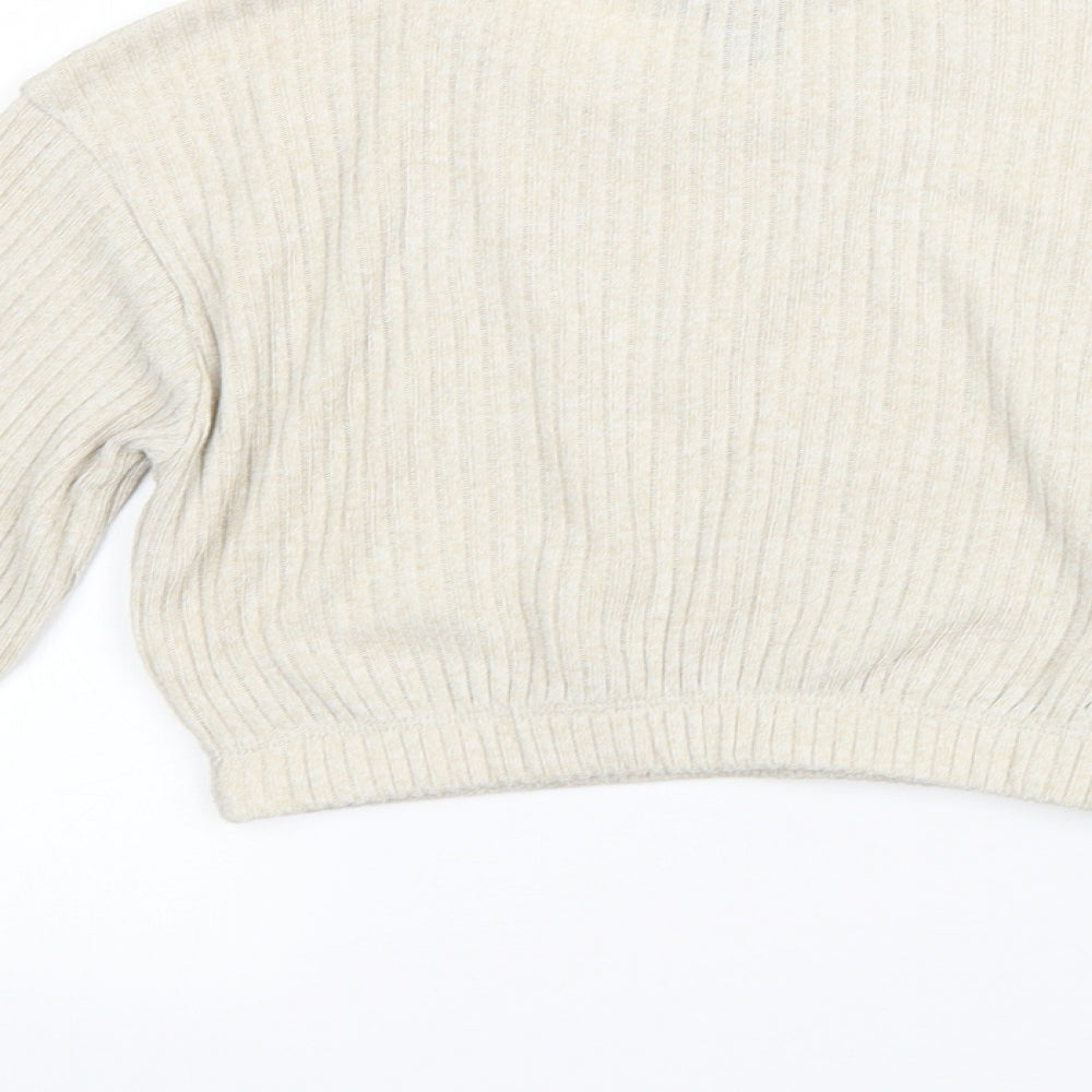 New Look Girls Beige Round Neck Polyester Shrug Jumper Size 9 Years