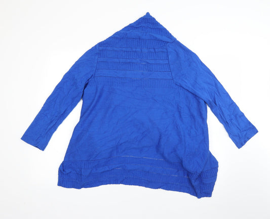M&S Womens Blue V-Neck Cotton Cardigan Jumper Size M