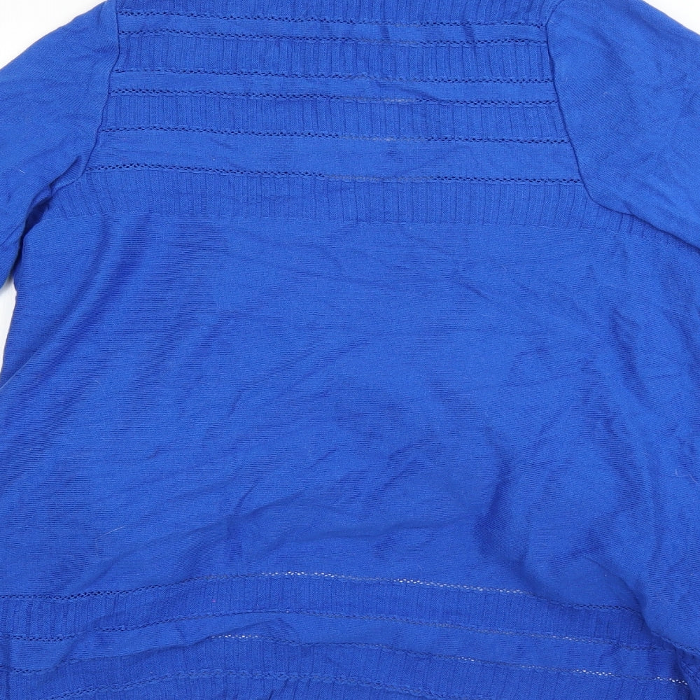 M&S Womens Blue V-Neck Cotton Cardigan Jumper Size M