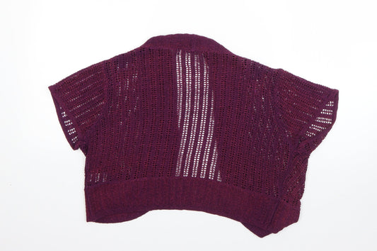 M&S Womens Purple V-Neck Acrylic Cardigan Jumper Size L