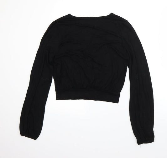 Bershka Womens Black V-Neck Viscose Vest Jumper Size S