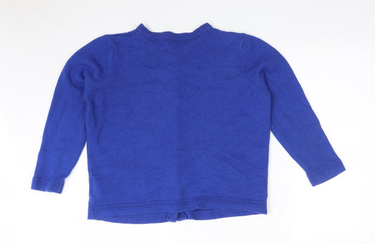 M&S Womens Blue Round Neck Acrylic Cardigan Jumper Size 16
