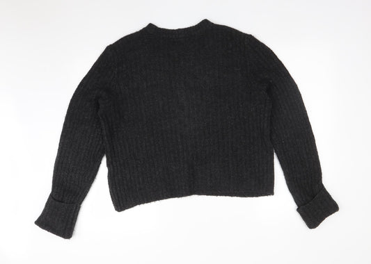 H&M Womens Grey Crew Neck Acrylic Pullover Jumper Size L