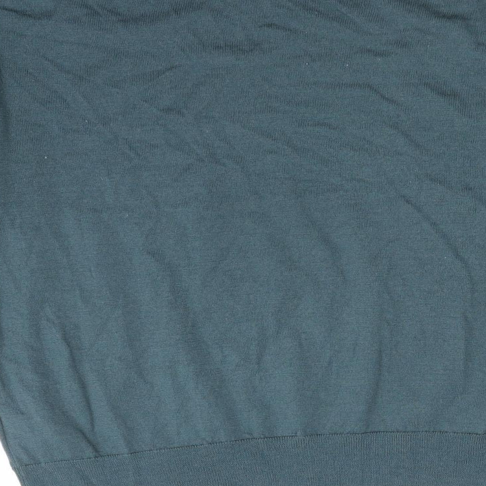 UNI QLO Womens Green Wool Basic T-Shirt Size M V-Neck