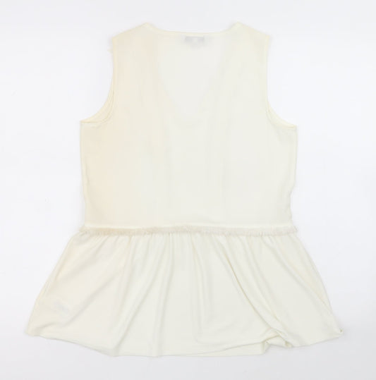 NEXT Womens Ivory Polyester A-Line Size 6 V-Neck