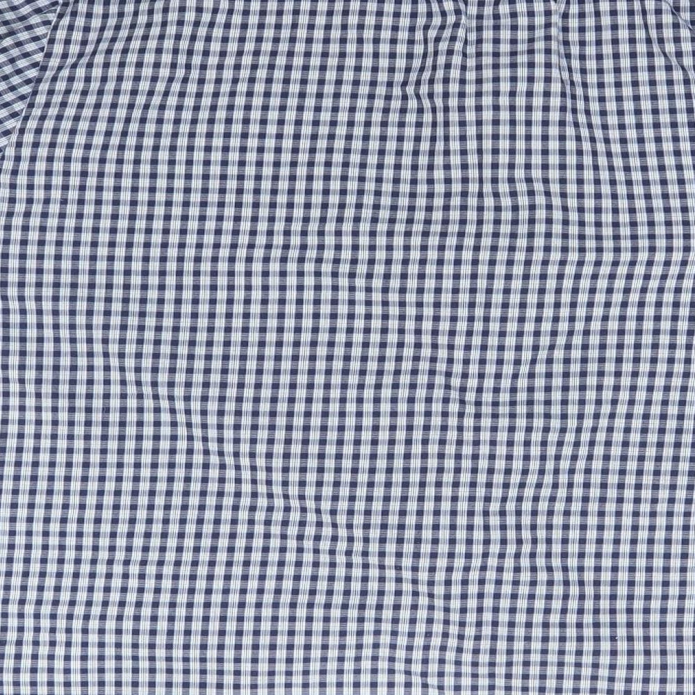 Marks and Spencer Mens Blue Plaid Polyester Button-Up Size M Collared