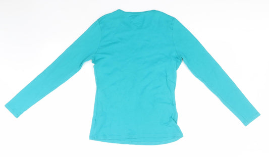 Papaya Womens Green Round Neck Cotton Pullover Jumper Size 14
