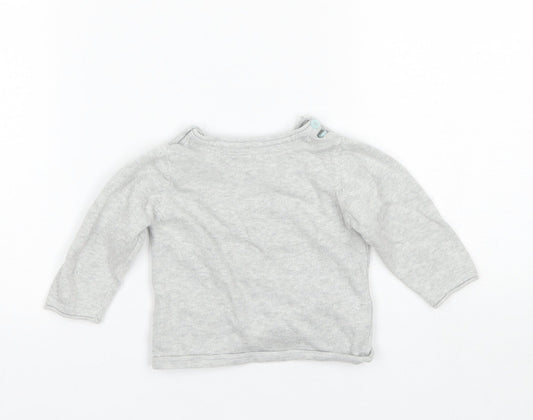 Marks and Spencer Baby Grey Cotton Pullover Jumper Size 6-9 Months