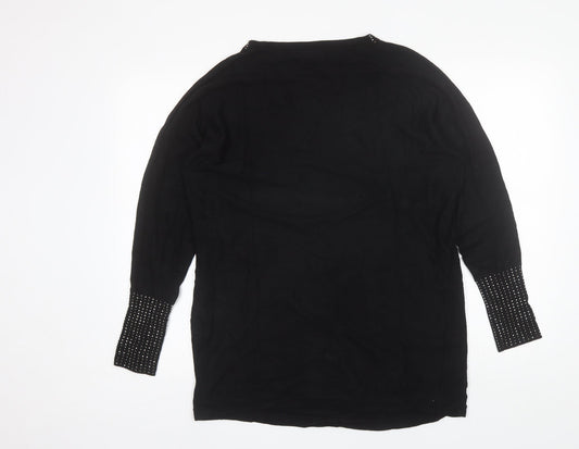 Evans Womens Black Round Neck Viscose Pullover Jumper Size 14