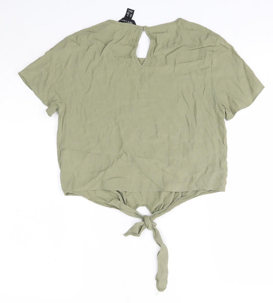 New Look Womens Green Viscose Basic Blouse Size 8 Round Neck