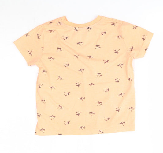 Primark Boys Orange Polyester Basic T-Shirt Size 4-5 Years Round Neck